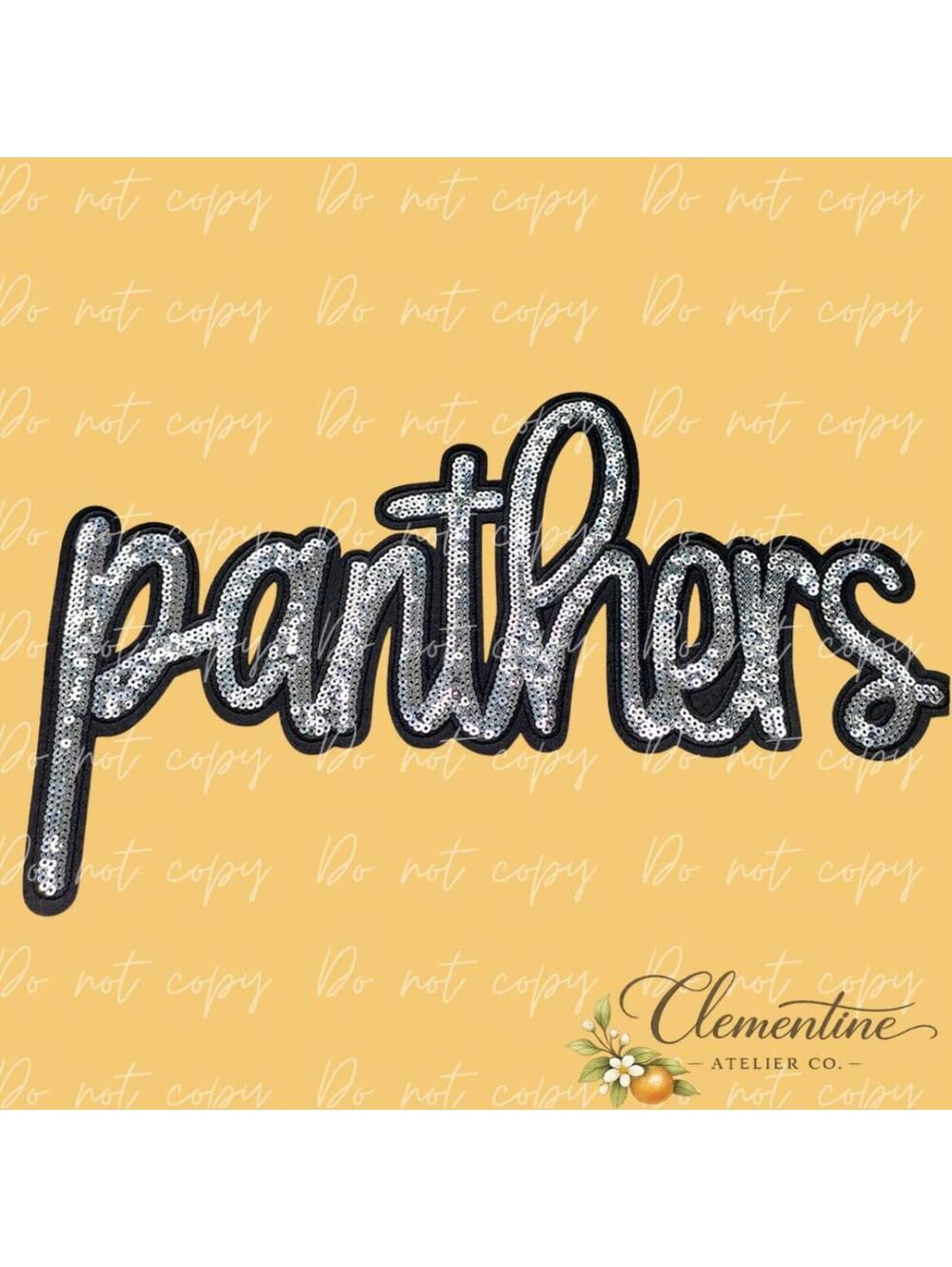 Panthers Script Sequin Iron-on Patch